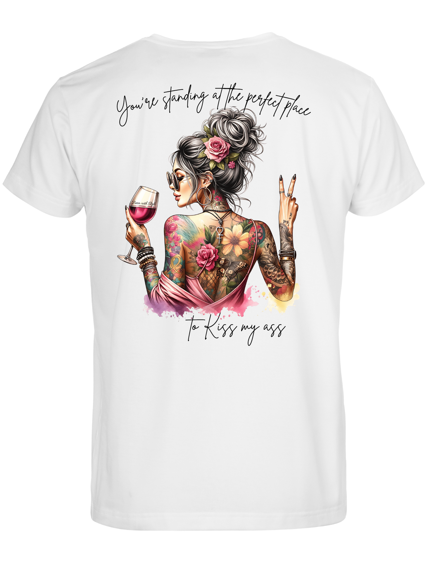 Dames shirt / wit / Kiss my ass