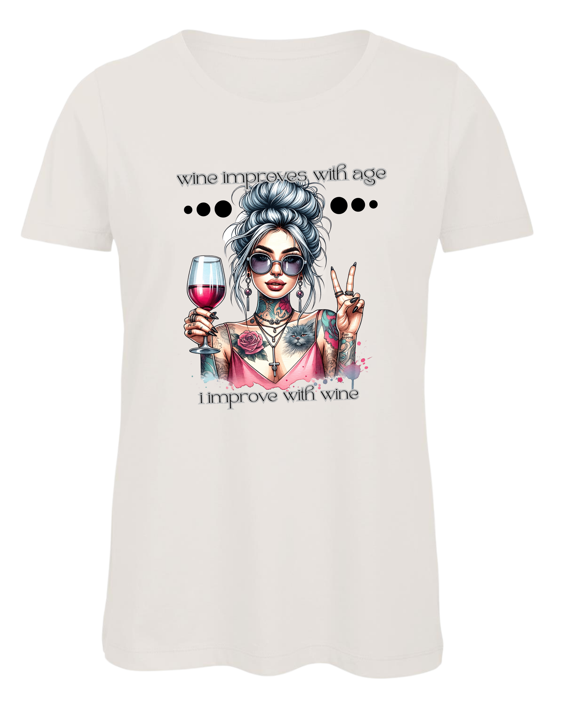 Dames shirt / wit / wine improves with age