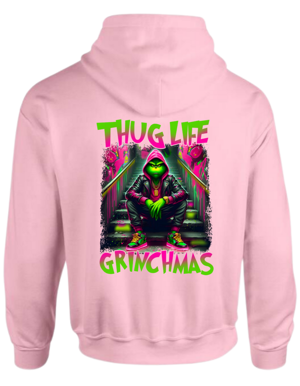 Hoodie / licht roze / Thuglife Grinchmas