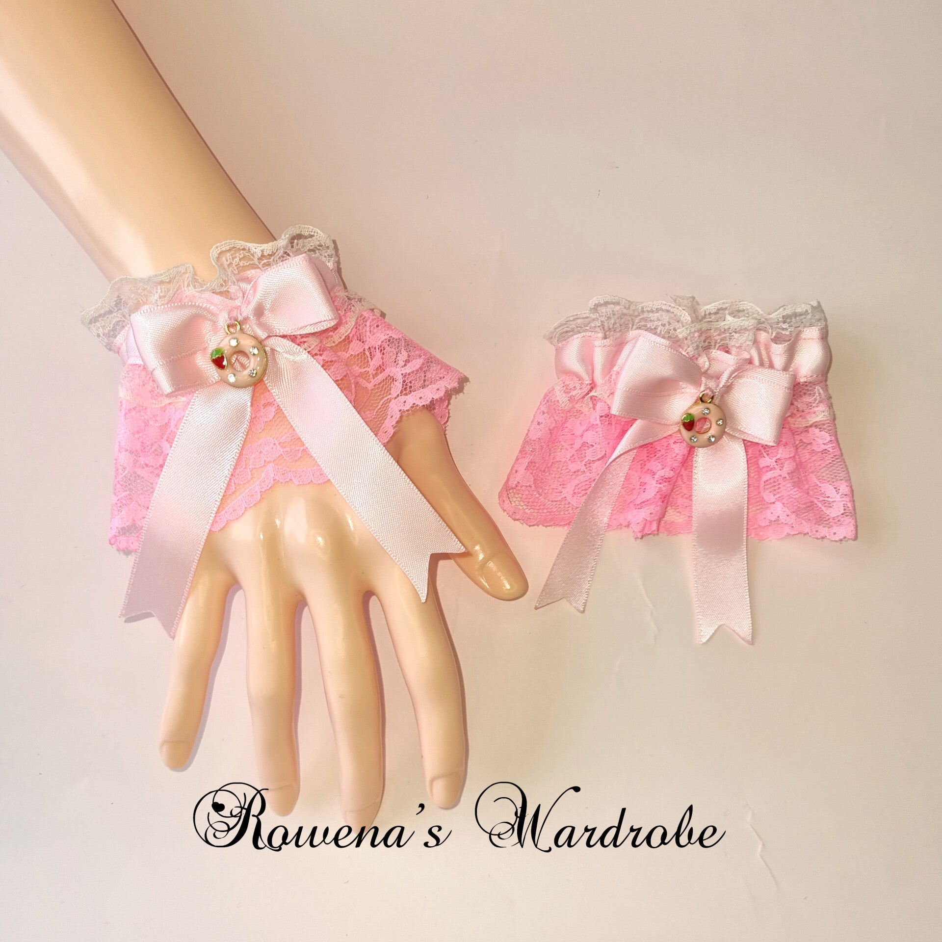 Pink Lace Wrist Cuffs