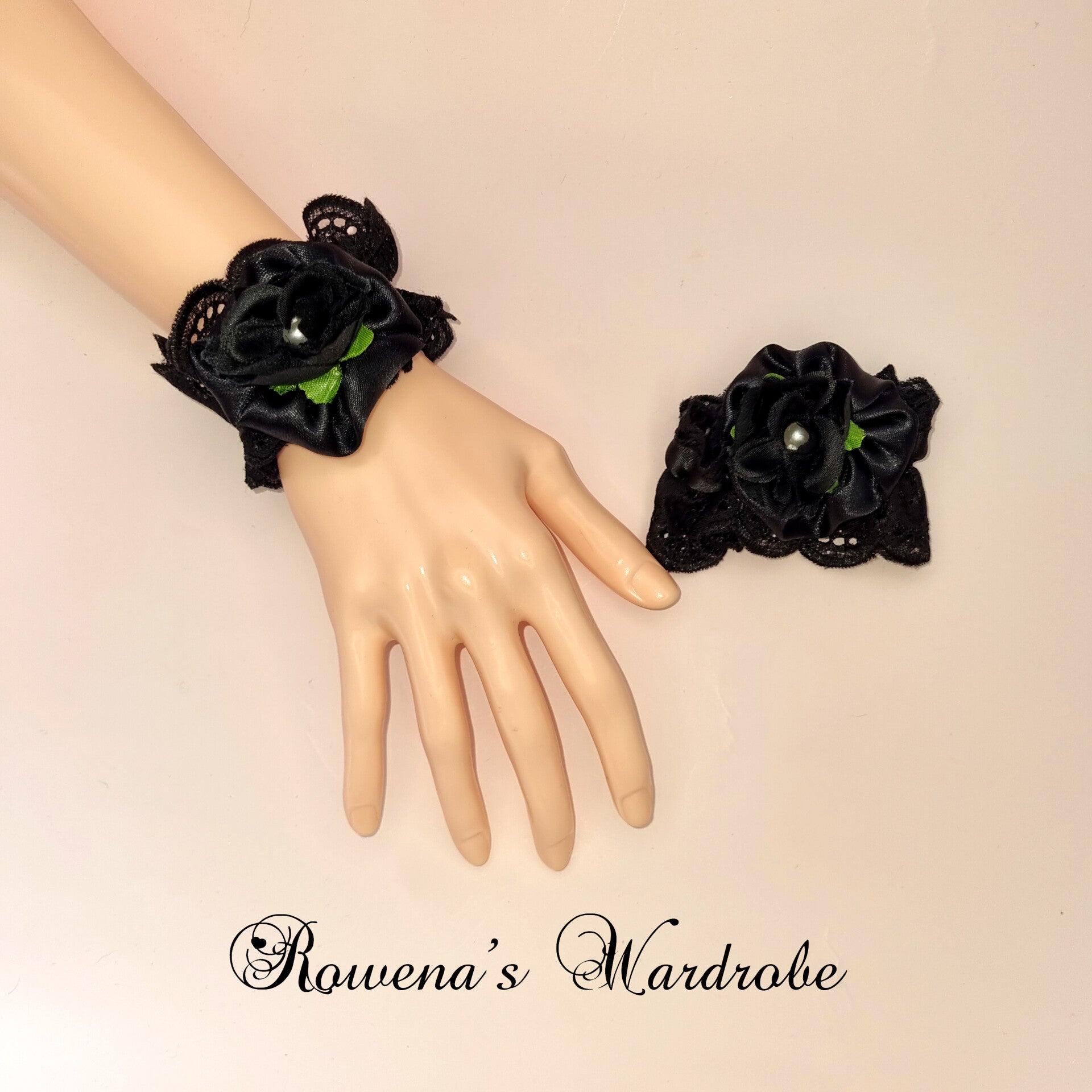 Black Rose Wrist Cuffs