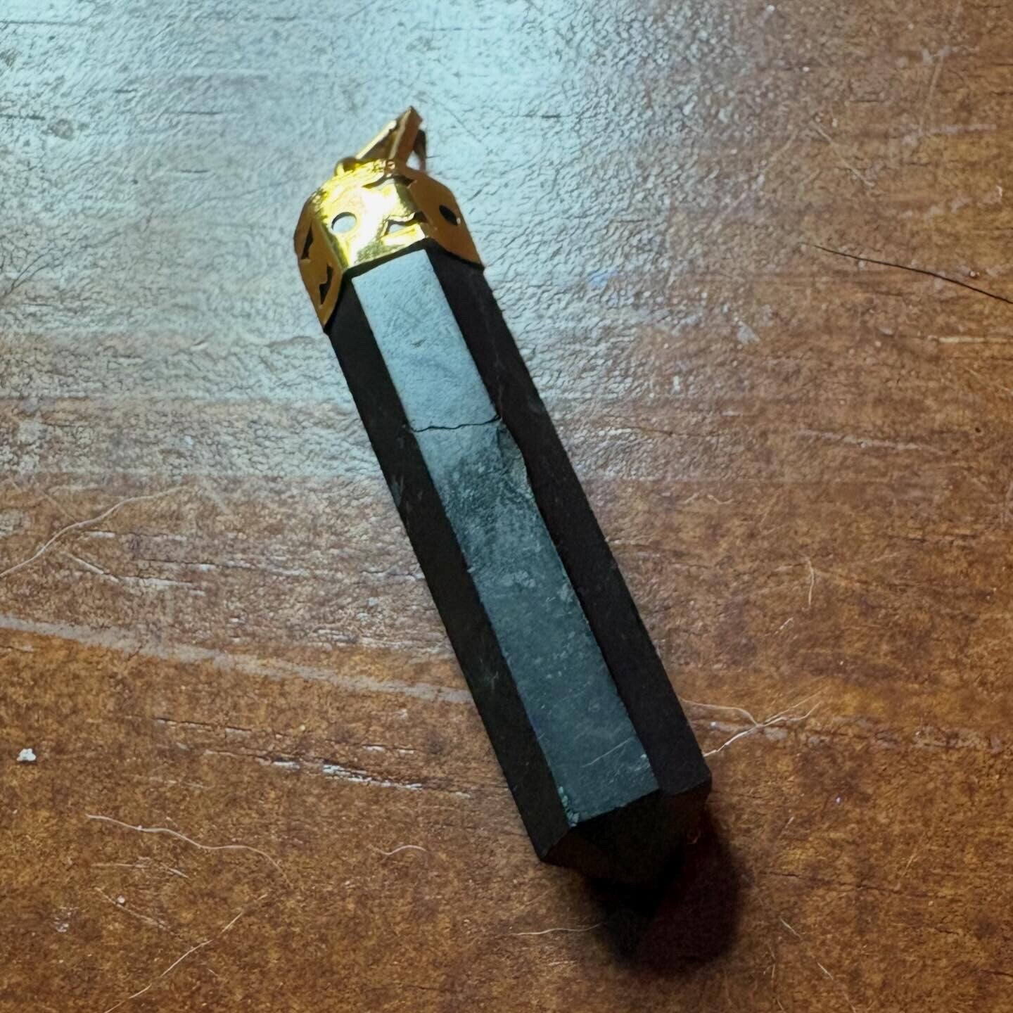 Zwarte toermalijn inc Goud vergulde ketting