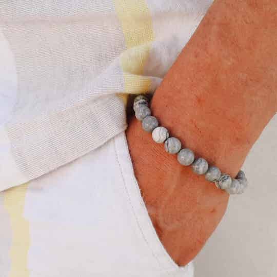 Heren Armband - Map stone Natuursteen | Grijs