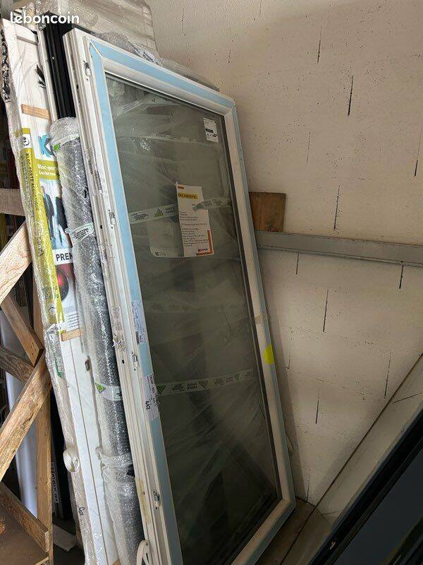 Porte fenêtre, PVC, poussant droite 990/2140 mm hauteur