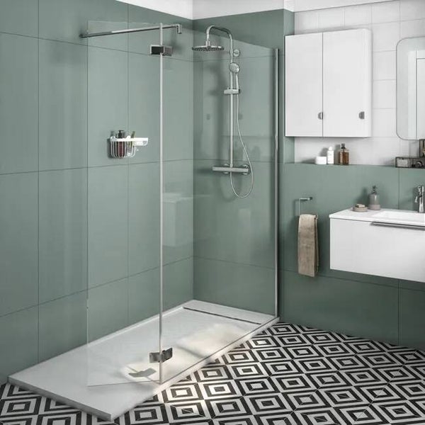 Paroi de douche à l'italienne verre transparent, l.120+40 cm, Ep.8 mm chromé Neo