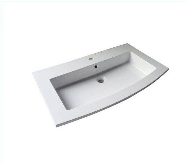 Plan vasque intégrable simple Perla Résine de synthèse blanc l.82 x P.48 cm
