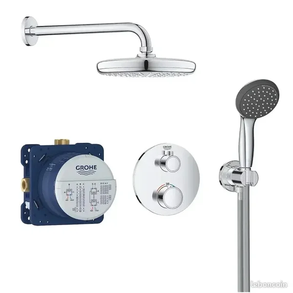 Colonne de douche thermostatique à encastrer, chrome, Grohe Precision Trend