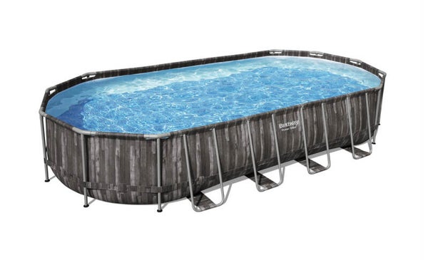 Piscine hors sol tubulaire effet bois ovale Bestway Power Steel 7,32 x 3,66 m