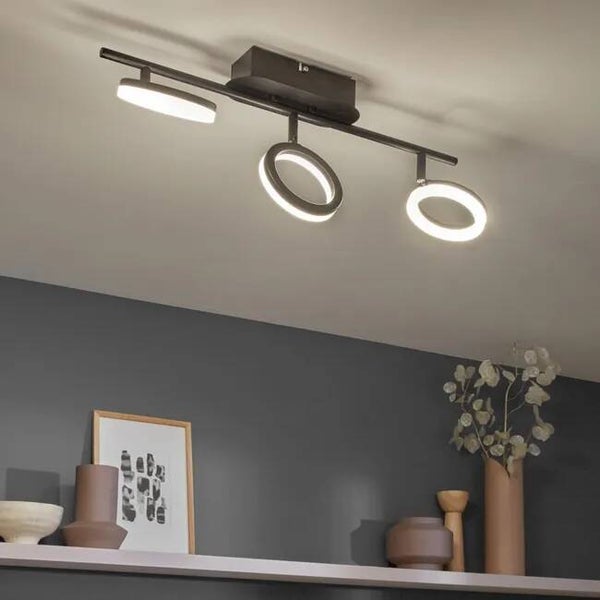 Rampe 3 spots module led, métal noir, INSPIRE Iring