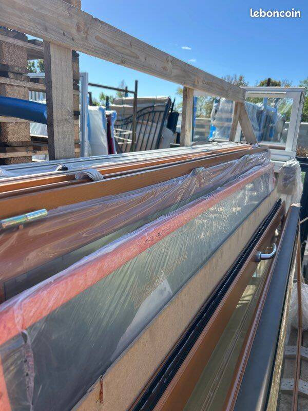 Double porte fenêtre en bois 220/130 centimètres