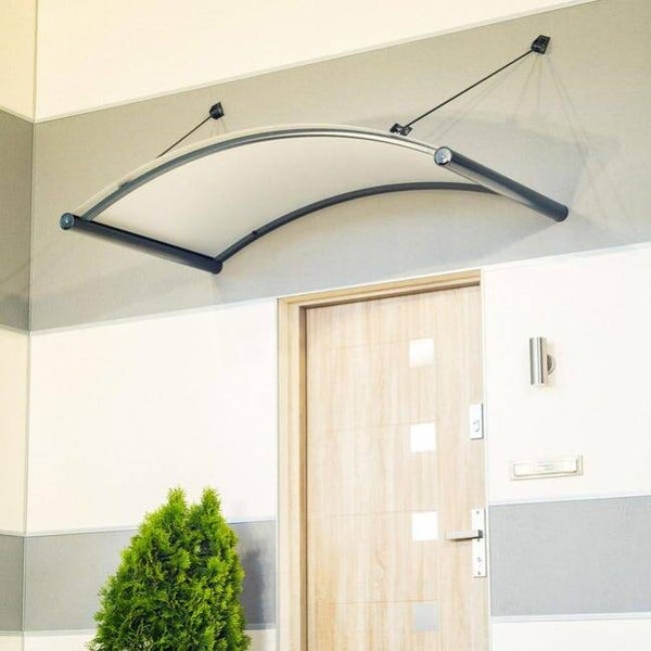 Auvent de porte d'entrée alu anthracite Agat, l.152 x H.70 x P.91 cm, en kit