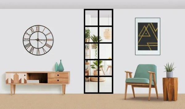 Verrière Orangerie noir sablé 15 carreaux en aluminium, H.148 x l.203 cm