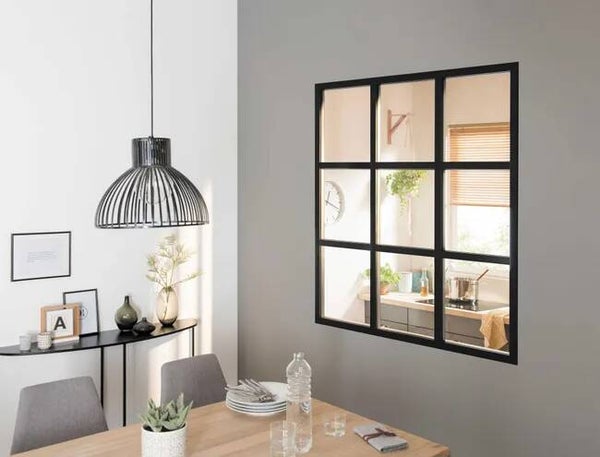 Verrière intérieure ORANGERIE KIT ATELIER Noir Sablé H 148cm 9 vitrages clair non inclus (H3L3)