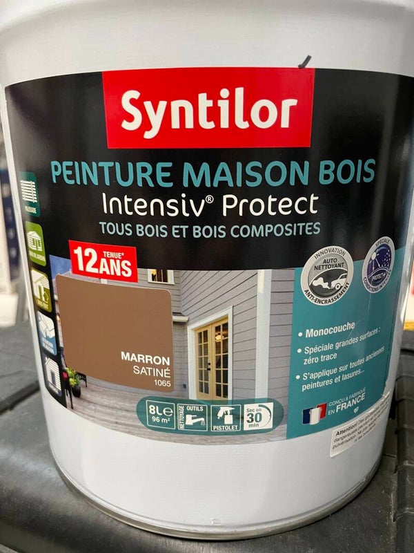 Peinture maison bois Intensiv Protect Syntilor Marron Satine 1065  8L