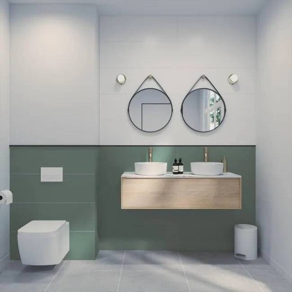 Meuble de salle de bains l.120 x H.32 x P.48 cm, effet chêne naturel, Neo frame