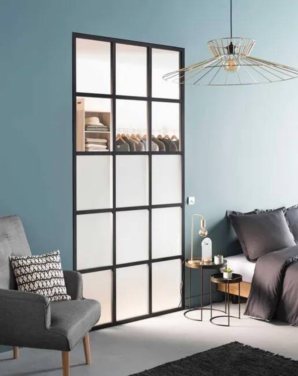 Verrière intérieure ORANGERIE KIT ATELIER Noir Sablé H 245cm 15 vitrages clair non inclus (H5L3)
