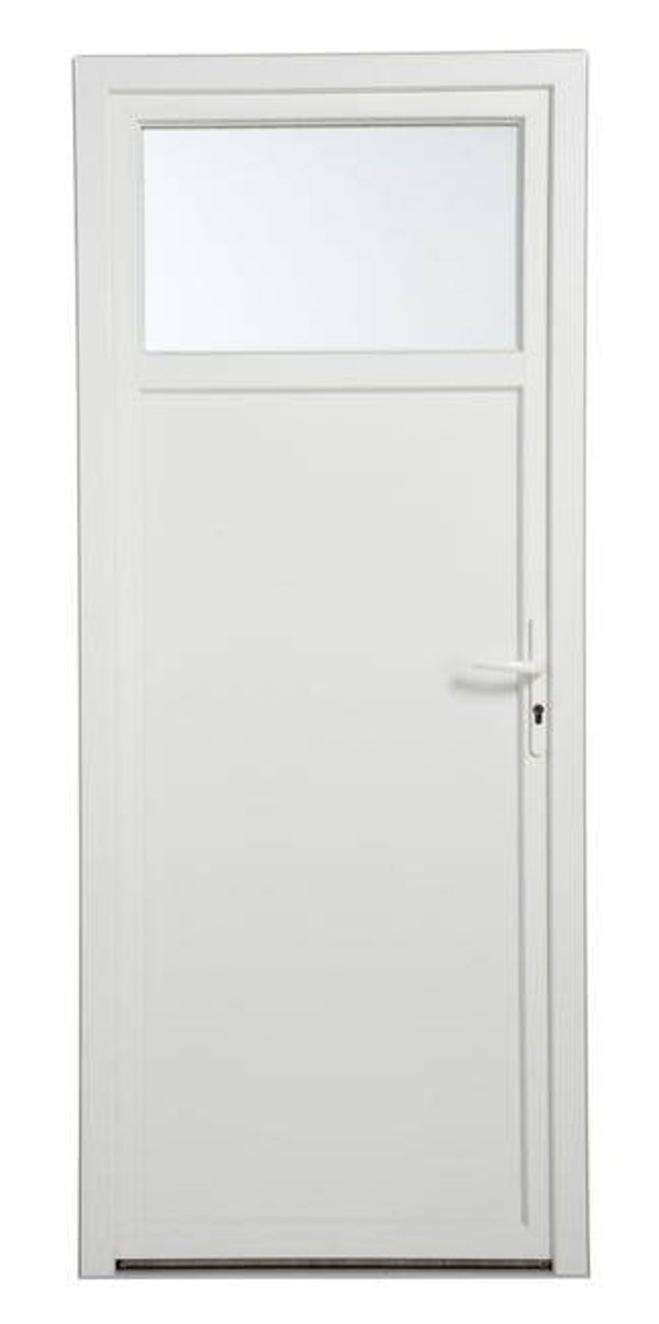 Porte de service PVC H.200 x l.80 cm 1/3 vitrée blanc, poussant droit