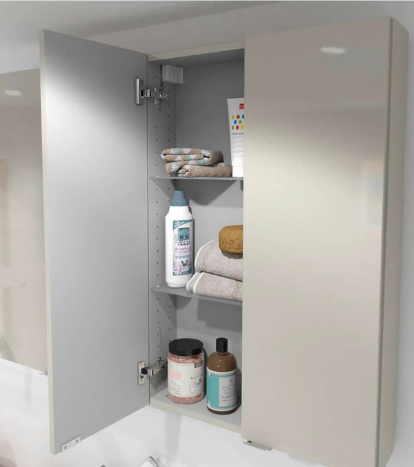 Armoire de salle de bains GoodHome Imandra taupe L.60 x H.90 x P.15 cm