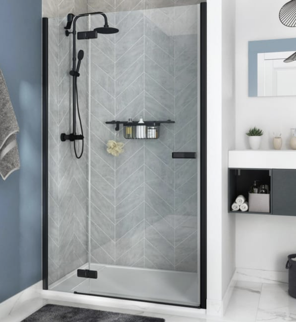 Porte de douche pivotante Néo 8 mm noire