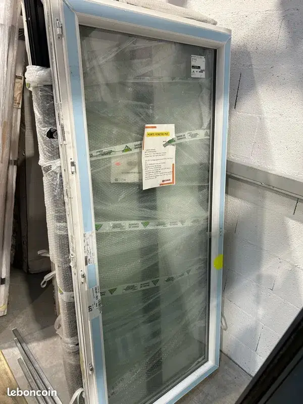 Porte fenêtre tirant gauche 214X99 cm PVC blanc