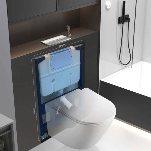 Bâtit support WC suspendu gain de place + plaque + cuvette