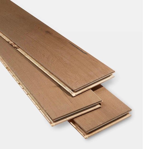 Parquet contrecollé clipsable en chêne GoodHome Fryatt finition huilée coloris marron l.18 x ép.1,4 cm