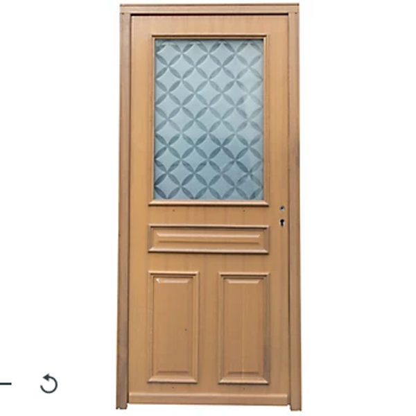 PORTE ENTREE CHENE  Placage chêne. Dim. : H. 215 x L. 90 cm. POUSSANT GAUCHE