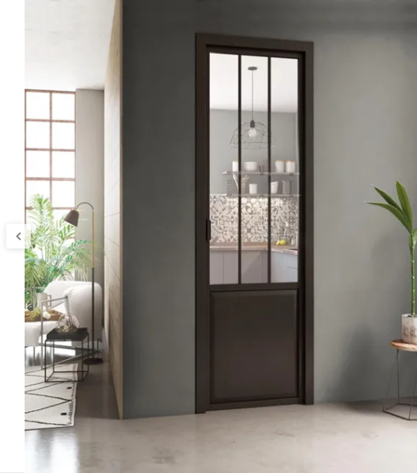 Bloc-porte vitré Atelier, aluminium noir H.220 x l.93 cm, poussant droit