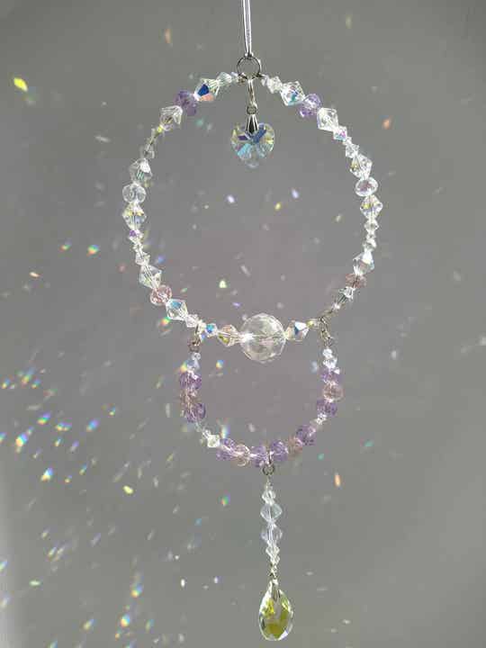 Beautiful Double Sparkly Suncatcher,  Unique Birthday gift idea