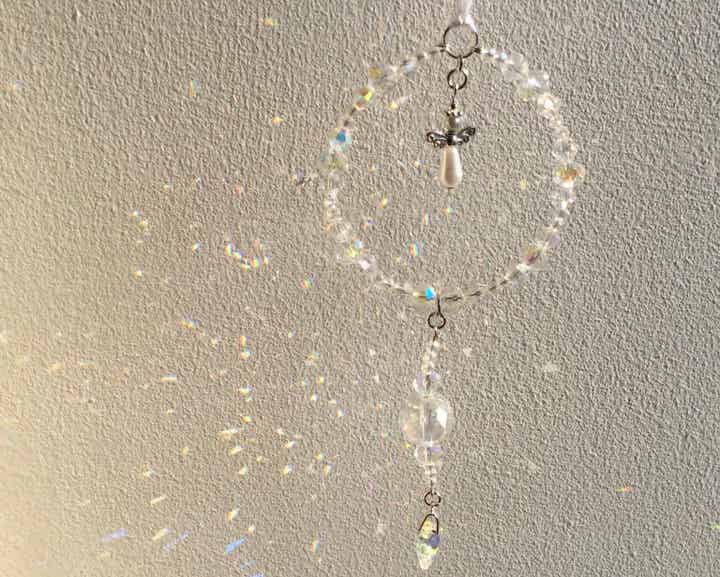Guardian Angel Memorial Suncatcher, Rainbow maker home decoration, Sparkly Sympathy gift