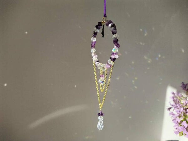 Hummingbird Amethyst Gemstone Suncatcher, Sparkly  pretty Birthday or Mother's day Gift Idea