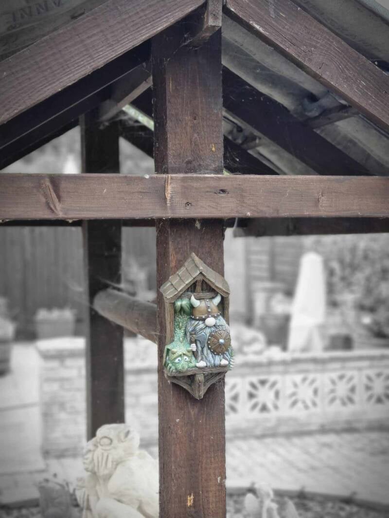 Skrog the Viking &amp; Dreki the Dragon Garden Wall Plaque