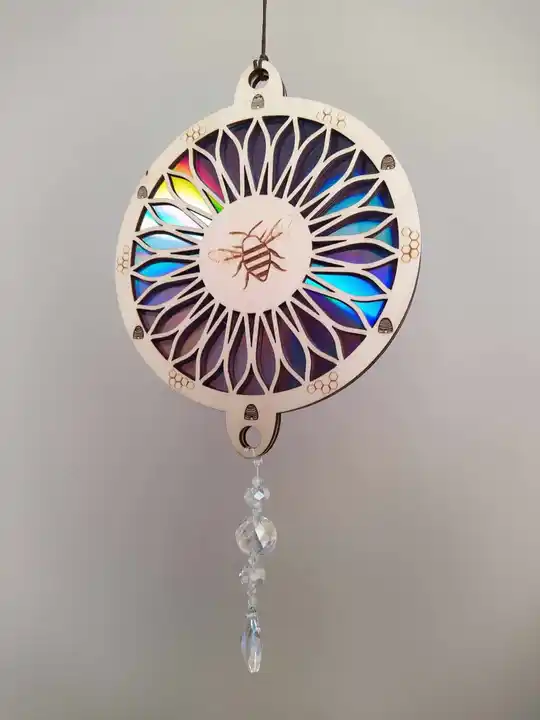 Bee & Sunflower Suncatcher, Unique handmade light reflector indoor wall hanging decoration,
