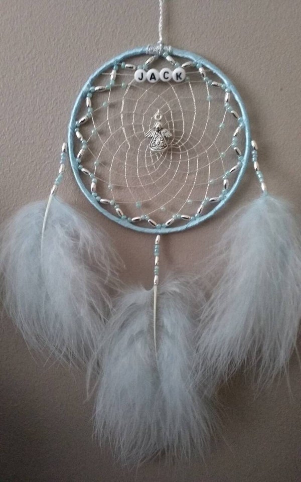 Pale Baby Blue Guardian Angel Personalised Dreamcatcher, christening, birthday, newborn Naming Day dream catcher gift, nursery decor
