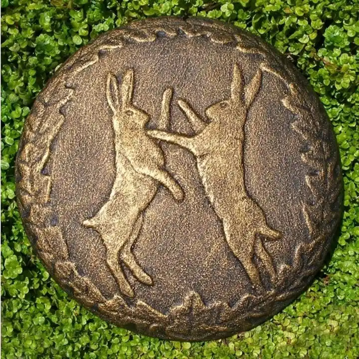 Boxing Hares Garden Wall Hanging Plaque, Indoor or Outdoor ornament, pagan wiccan garden birthday gift