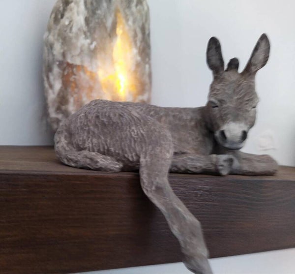 Dylan the Donkey Foal Shelf Sleeper INDOOR Ornament , Lightweight Hand-Painted Farm Country Animal Figurine, Birthday Gift