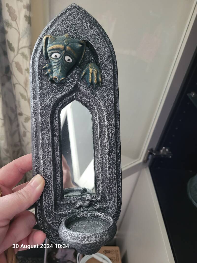 Frazzle Dragon Wall Mirror Sconce Tea Light Holder