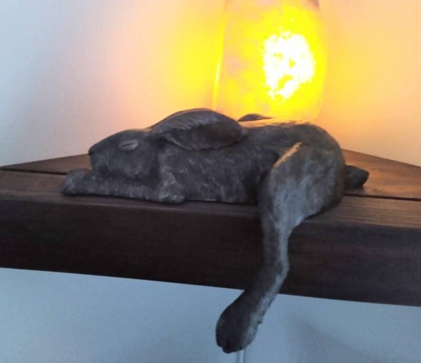 Harper the Hare Shelf Sleeper INDOOR Ornament , Lightweight Hand-Painted Woodland Animal Figurine, Birthday Gift