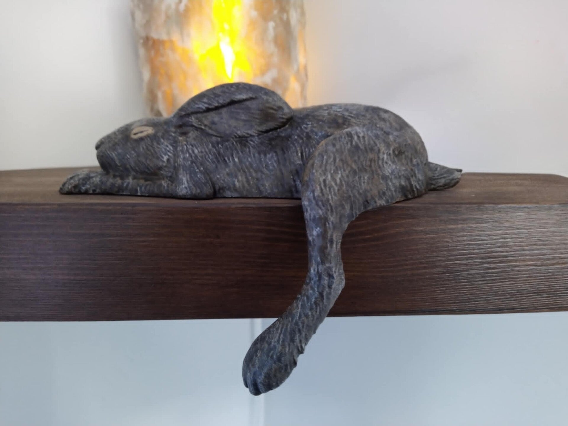 Harper the Hare Shelf Sleeper INDOOR Ornament , Lightweight Hand-Painted Woodland Animal Figurine Birthday, Valentines, Mother's Day Gift