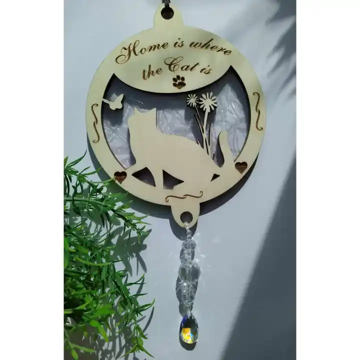 Home is where the Cat is Suncatcher, Unique handmade light catcher, indoor kitchen window decoration