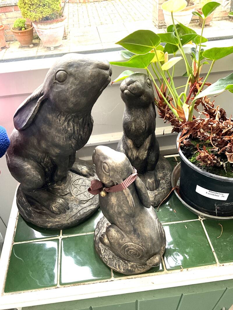 Eclipse, Crescent, Lunar  Moon Gazing Hares Garden Ornament