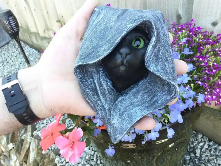 Mystic Hooded Cat Wall Plaque for garden or indoors, Unusual gothic Pagan familiar gift