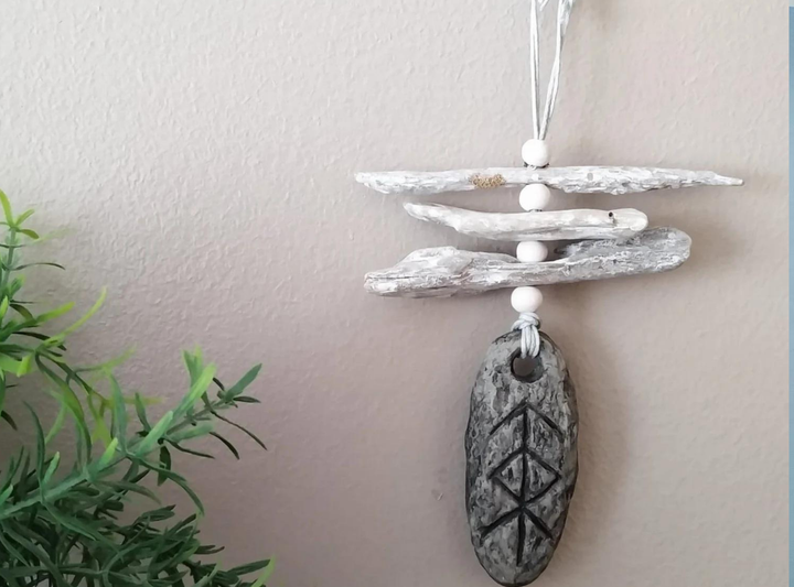 Viking Protection Rune Valhalla Ladder Car Mirror Charm, Gift for Dad Brother grandad, Rear view hanger decoration Driftwood