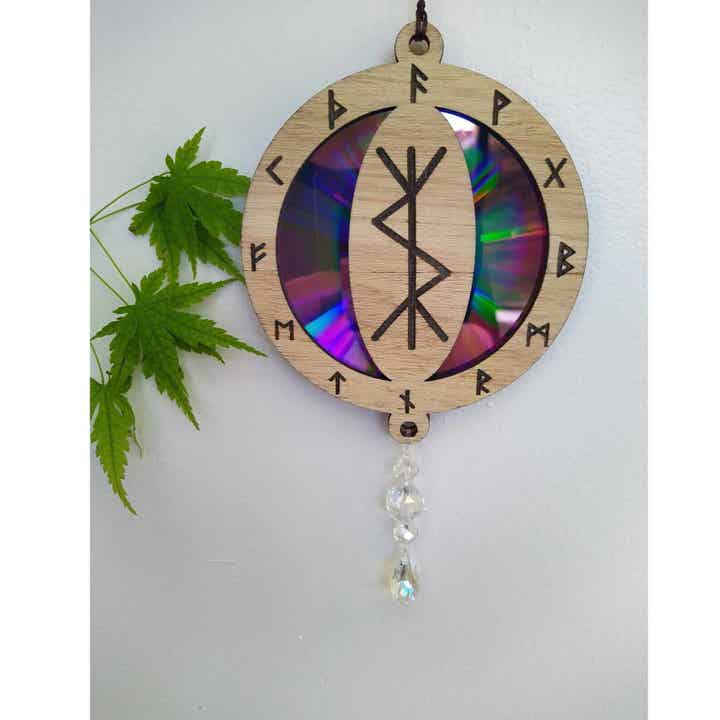 Viking Safe Travel Protection Rune Suncatcher, Unique handmade light reflector indoor decoration