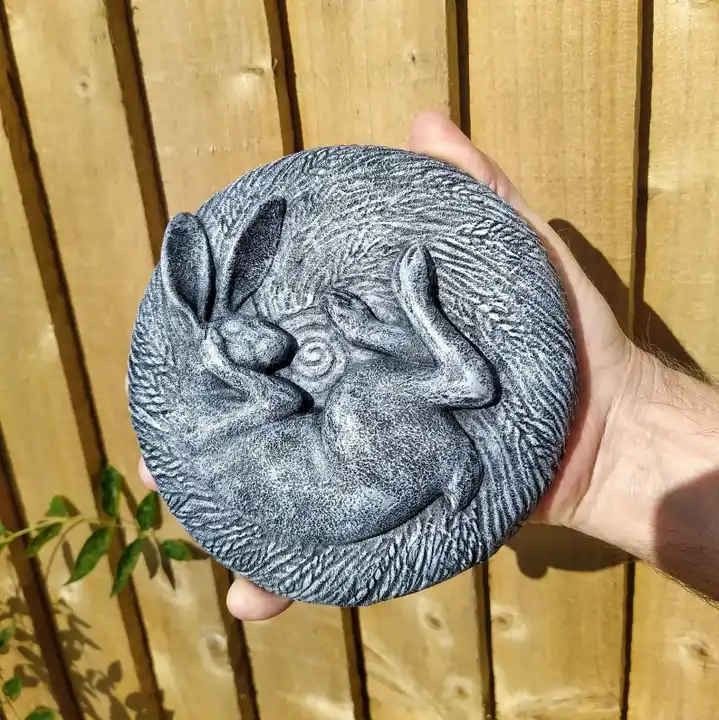 Sleeping Hare Garden Wall Hanging Plaque, Indoor or Outdoor, pagan wiccan sculpture birthday gift