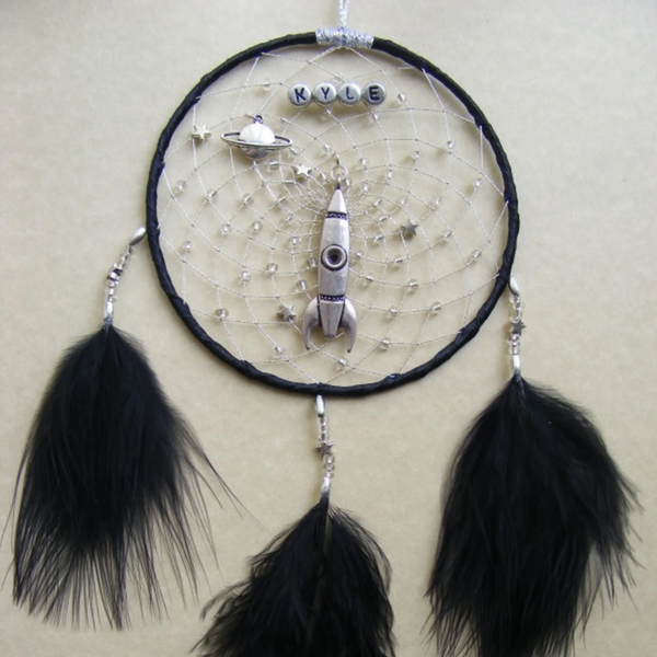 SPACE SHIP Personalised Dream catcher for Girls or Boys Bedroom, Planet Stars astronaut rocket, kids dreamcatcher decor