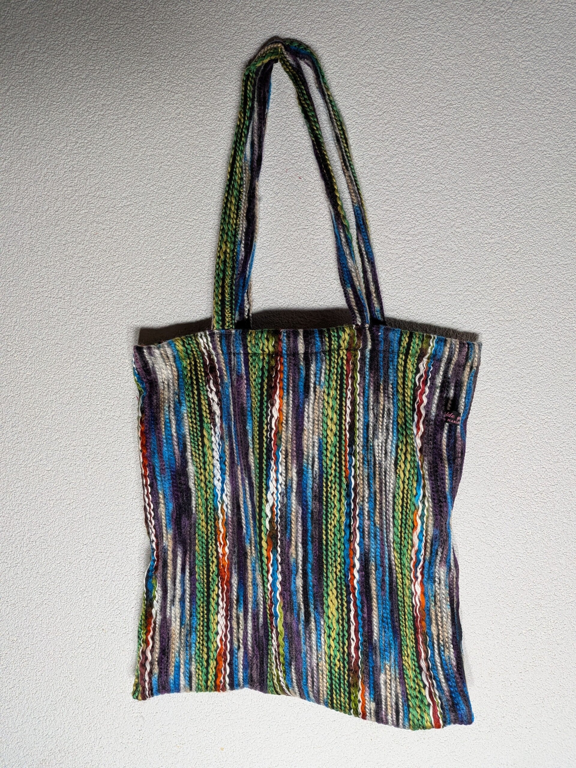 Stoffen tasje - kleurrijke draden - handmade by Marlies - Limited Edition