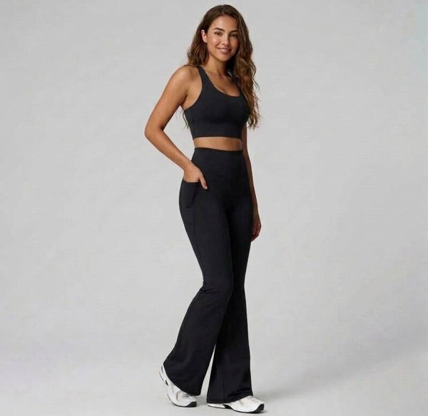 Pantalon évasé taille haute