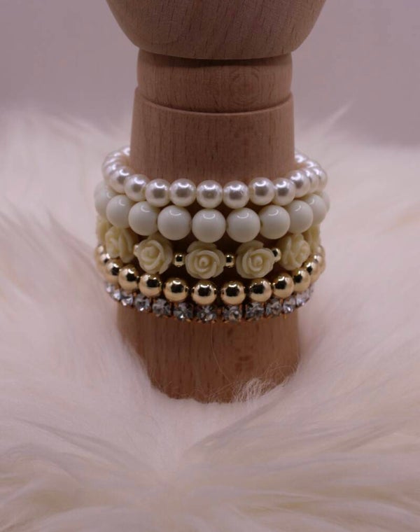 Armband roses setje - wit