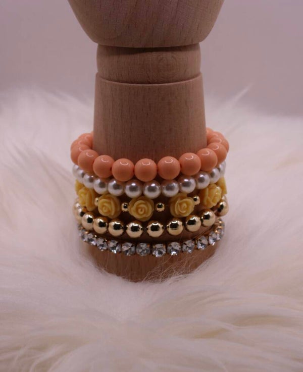 Armband roses setje - geel/oranje